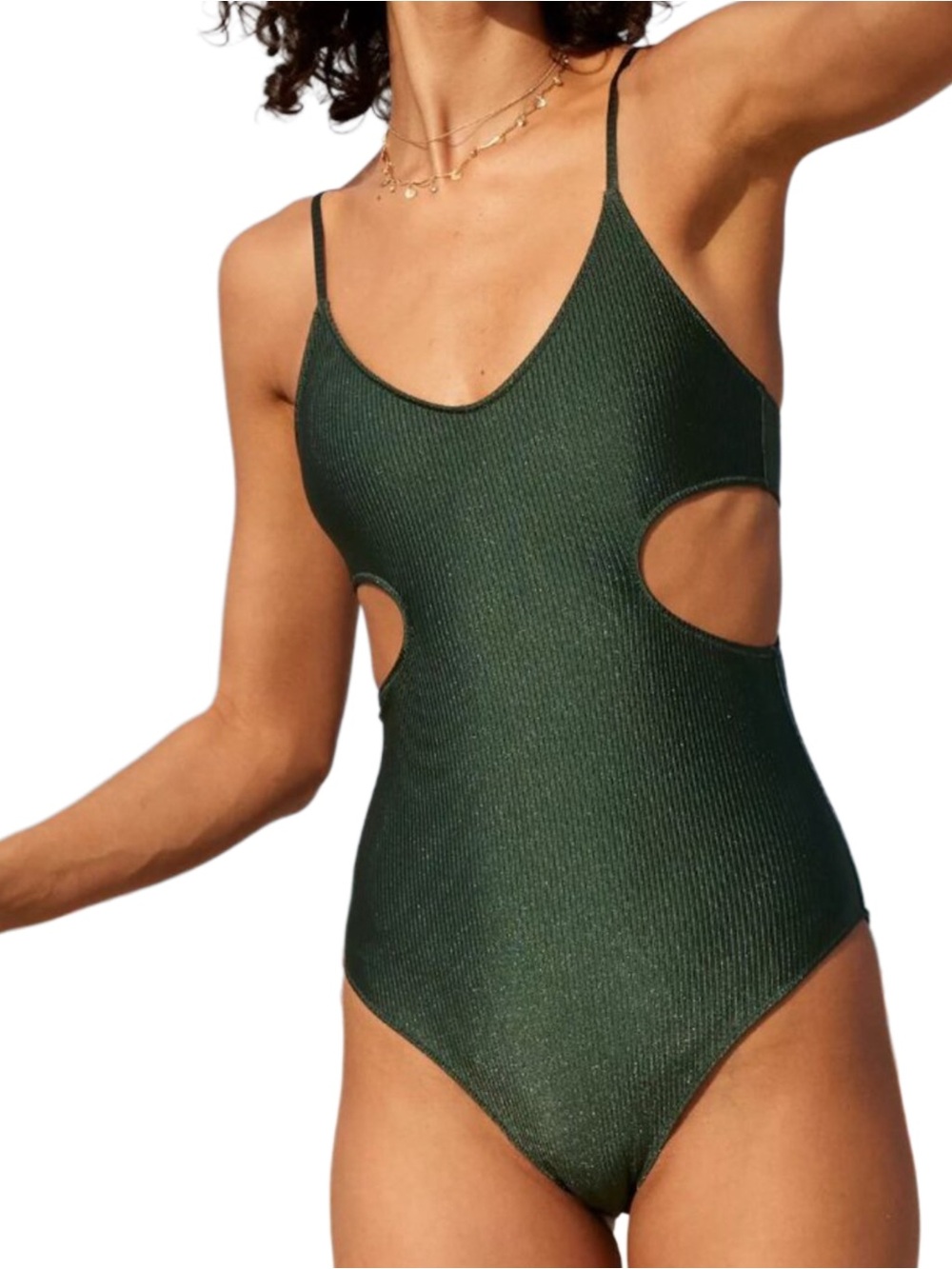 aerie Ribbed Cut Out One Piece Swimsuit NWOT